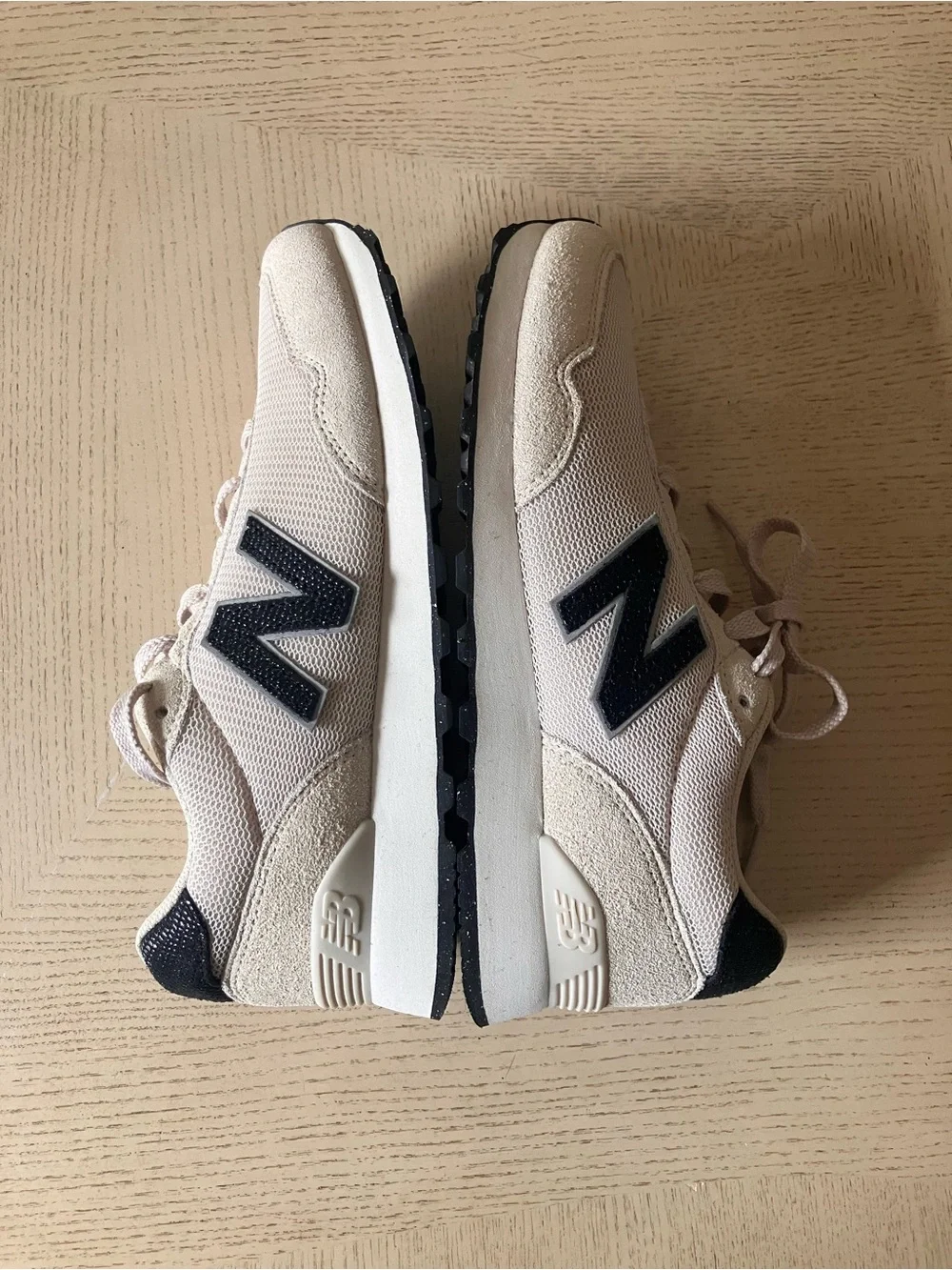 New Balance Beige and Black  Retro Runner Sneakers